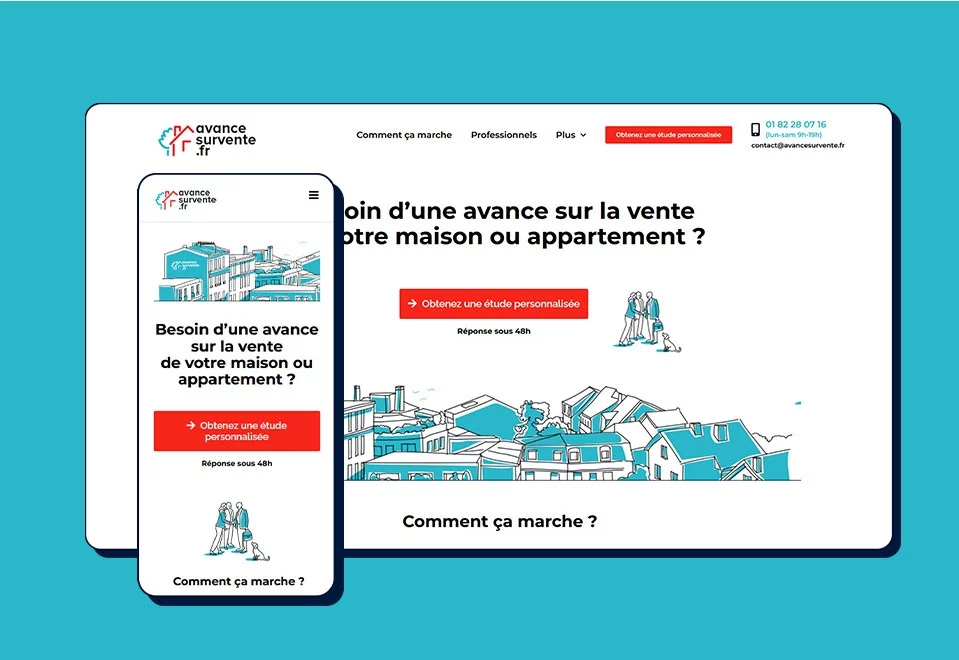 Site Internet Avancesurvente.fr mockup laptop et mobile