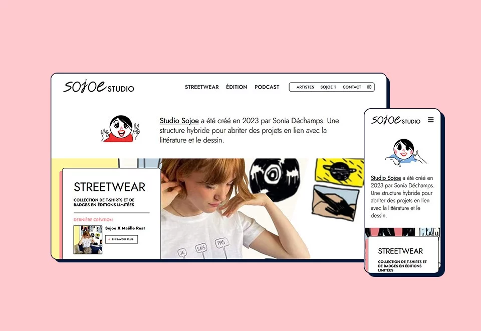 Sojoe mockup du site web