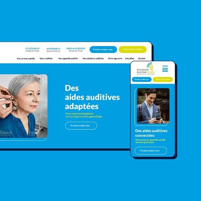 Correction Auditive Alsace mockup site Internet desktop et mobile